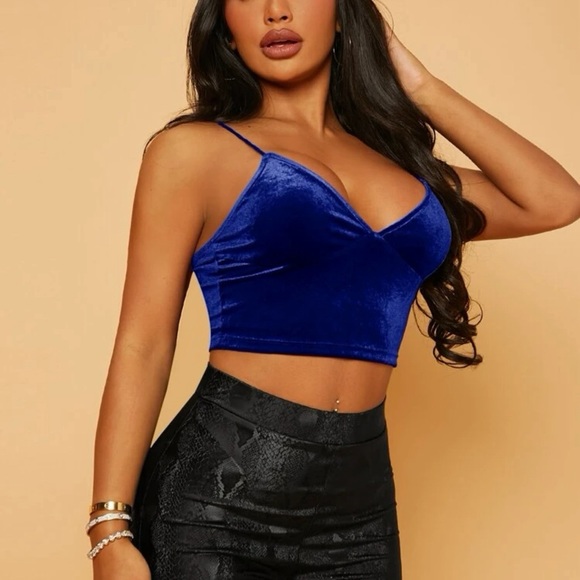 Solid Velvet Crop Cami Top - Picture 5 of 5